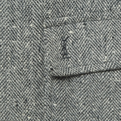 Yves Saint Laurent Vintage Grey Herringbone Wool Coat XL
