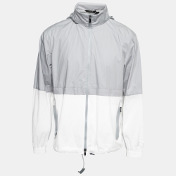 Z Zegna White & Grey Synthetic Windbreaker Jacket L