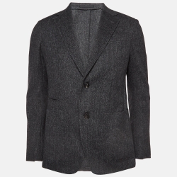 Z Zegna Grey Herringbone Wool Blend Blazer M