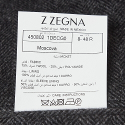Z Zegna Grey Herringbone Wool Blend Blazer M