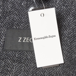 Z Zegna Grey Herringbone Wool Blend Blazer M