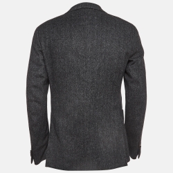 Z Zegna Grey Herringbone Wool Blend Blazer M