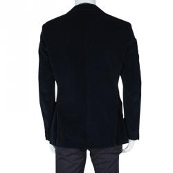 Z Zegna Harry Rosen Navy Blue Checked Velvet Drop 8 Deco Blazer XXL