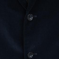 Z Zegna Harry Rosen Navy Blue Checked Velvet Drop 8 Deco Blazer XXL