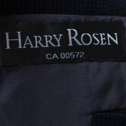 Z Zegna Harry Rosen Navy Blue Checked Velvet Drop 8 Deco Blazer XXL