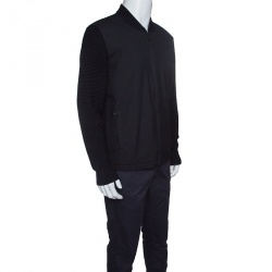 Z Zegna Techmerino Black Wool Zip Front Jacket L