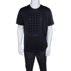 Z Zegna Navy Blue Pentagon Flock Printed Short Sleeve T-Shirt XL