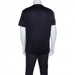 Z Zegna Navy Blue Pentagon Flock Printed Short Sleeve T-Shirt XL