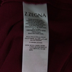 Pre Owned Z Zegna Techmerino Burgundy Honeycomb Knit Polo T-Shirt L