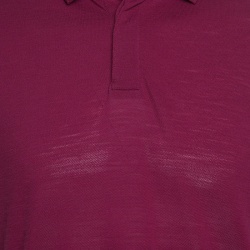 Pre Owned Z Zegna Techmerino Burgundy Honeycomb Knit Polo T-Shirt L