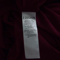 Pre Owned Z Zegna Techmerino Burgundy Honeycomb Knit Polo T-Shirt L