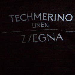 Pre Owned Z Zegna Techmerino Dark Grey Wool and Linen Slub Jersey Polo T-Shirt L