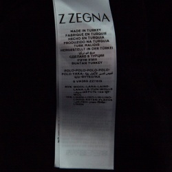 Pre Owned Z Zegna Techmerino Dark Grey Wool and Linen Slub Jersey Polo T-Shirt L