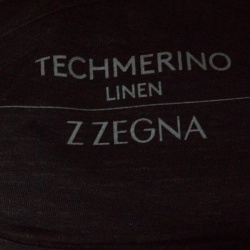 Pre Owned Z Zegna Techmerino Dark Grey Wool and Linen Slub Jersey Polo T-Shirt L
