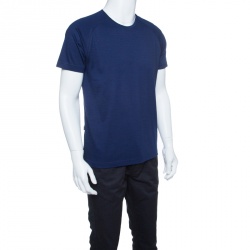 Pre Owned Z Zegna Techmerino Navy Blue Wool Crew Neck T-Shirt M