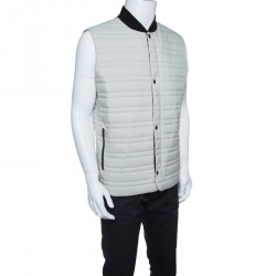 Z Zegna Thermore Beige Quilted Zip Front Sleeveless Jacket L