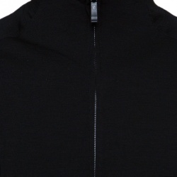 Z Zegna Technomerino Black Wool Contrast Neck Zip Front Sweatshirt M