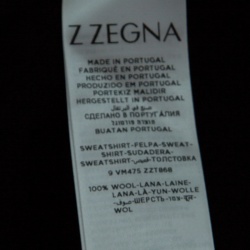 Z Zegna Technomerino Black Wool Contrast Neck Zip Front Sweatshirt M