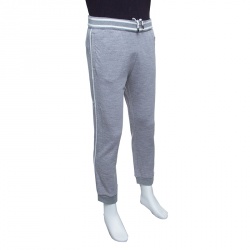 Z Zegna Techmerino Grey Contrast Striped Wool Logo Patch Jogger Pants M