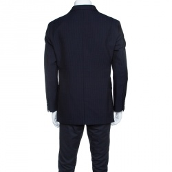 Pre Owned Z Zegna Navy Blue Textured Cotton Wool Turati Blazer XL