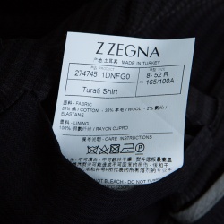 Pre Owned Z Zegna Navy Blue Textured Cotton Wool Turati Blazer XL