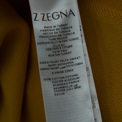 Pre Owned Z Zegna Yellow Cotton Knit Ribbed Trim Zip Front Sweatshirt L