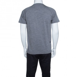 Pre Owned Z Zegna Techmerino Grey Wool Crew Neck T-Shirt M