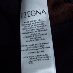 Z Zegna Techmerino Navy Blue Wool Contrast Striped Panel Zip Front Sweatshirt L