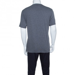 Z Zegna Grey Cotton Geometric Pattern Crew Neck T-Shirt M
