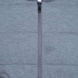 Z Zegna Grey Quilted Front Panel Chunky Knit Zip Front Cardigan L