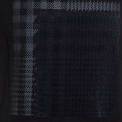 Z Zegna Black Plaid Pattern Flock Printed Short Sleeve T-Shirt M