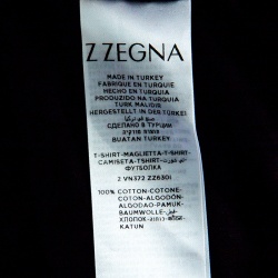Z Zegna Black Plaid Pattern Flock Printed Short Sleeve T-Shirt M