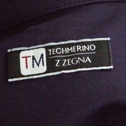 Pre Owned Z Zegna Technomerino Navy Blue Contrast Striped Wool Jersey Polo T-Shirt M