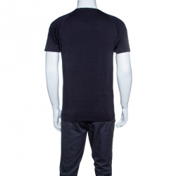 Pre Owned Z Zegna Techmerino Navy Blue Slub Jersey Raglan Sleeve T-Shirt M