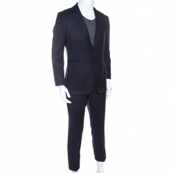 Pre Owned Z Zegna Navy Blue Wool Techmerino Slim Fit Suit M