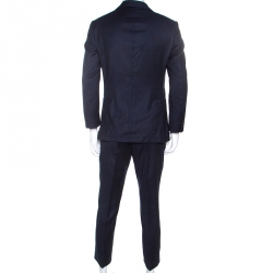 Pre Owned Z Zegna Navy Blue Wool Techmerino Slim Fit Suit M