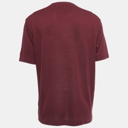 Pre Owned Z Zegna Techmerino Burgundy Wool Knit Crew Neck T-Shirt XXL
