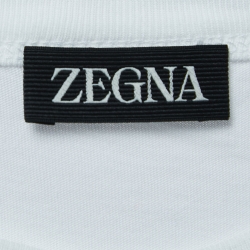 Pre Owned Z Zegna White Logo Embroidered Cotton Half Sleeve T-Shirt XL