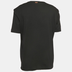 Pre Owned Z Zegna Black Logo Embroidered Cotton Half Sleeve T-Shirt XL