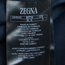 Zegna Navy Blue Linen Overshirt XL