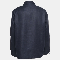 Zegna Navy Blue Linen Overshirt XL