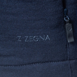 Z Zegna Navy Blue Tech-Merino Zipper Jacket S