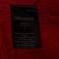 Zadig & Voltaire Black Wool Blend Twill Zip Front Jacket L