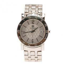 Pre Owned Aigner Cream Stainless Steel Cortina Men's Wristwatch 38MM