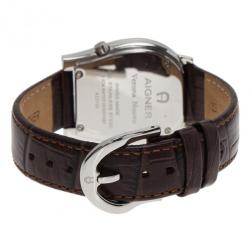 Pre Owned Aigner Black Stainless Steel Verona Nuovo Men's Wristwatch 32MM