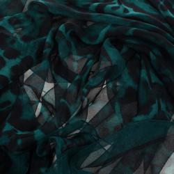Pre Owned Alexander McQueen Green Chiffon Animalier Skull Square Scarf