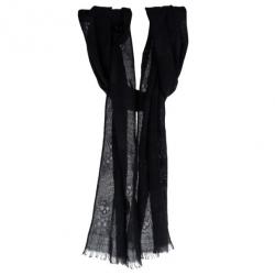 مملوكة مسبقًا Alexander McQueen Black Silk and Wool Skull Scarf