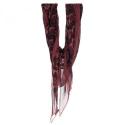 Pre Owned Alexander McQueen Red Chiffon Animalier Skull Square Scarf 