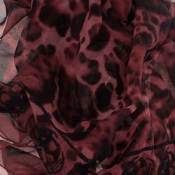 Pre Owned Alexander McQueen Red Chiffon Animalier Skull Square Scarf 