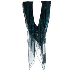 Pre Owned Alexander McQueen Green Chiffon Animalier Skull Square Scarf